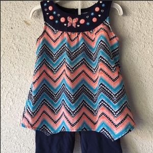Little Girl’s Navy Blue & Peach Tank & Short Set